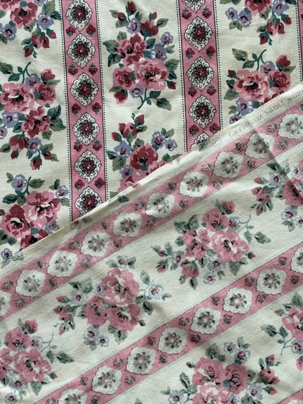 Vintage Cranston Print WorksFloral Cottagecore Pink Grannycore Fabric 43x118”